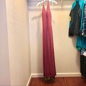 Pink fully Beaded Backless Prom Dress